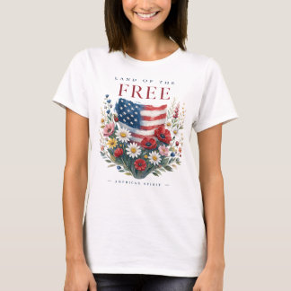 Camiseta Floral Patriótico Espírito Americano