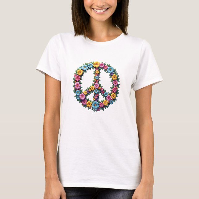 Camiseta Floral Peace Symbol Tee (Frente)