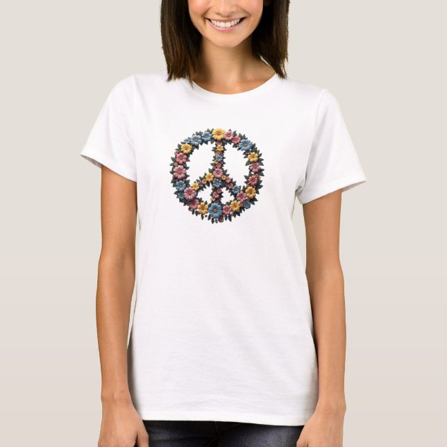 Camiseta Floral Peace Symbol Tee (Frente)