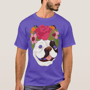 Camiseta Floral Pet Flower Crown Dog Raça Bulldog Francês