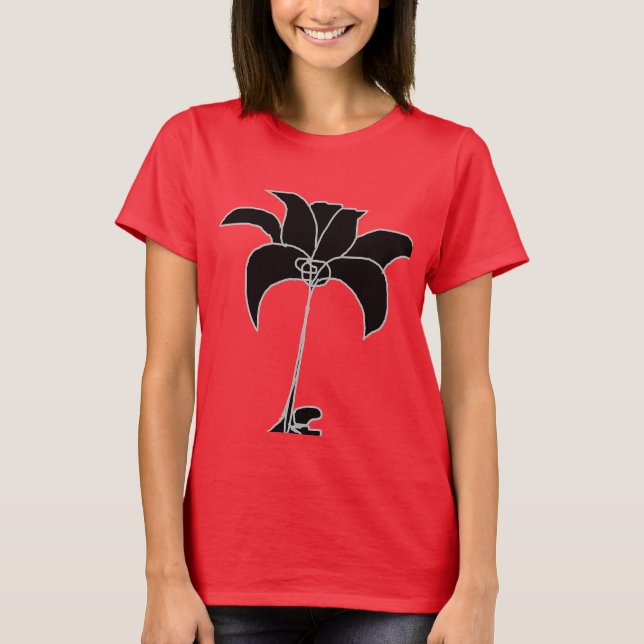 Camiseta Floral Preto Vermelho (Frente)