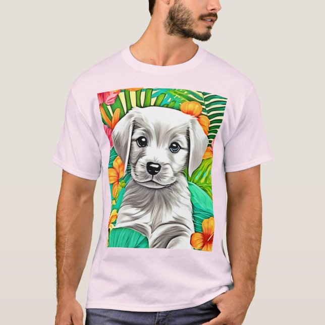 Camiseta Floral Puppy Art (Frente)