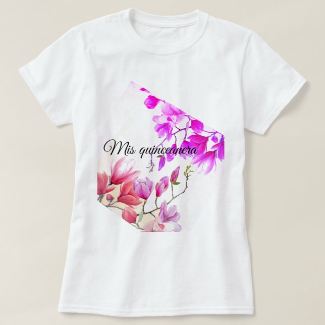 Camiseta floral Quinceanera (Frente do Design)