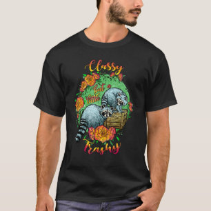 Camiseta Floral Raccoon Classy Mas Um Pouco De Raiva