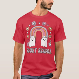 Camiseta Floral Rainbow Spooky Season Boo Ghost Funny Hallo