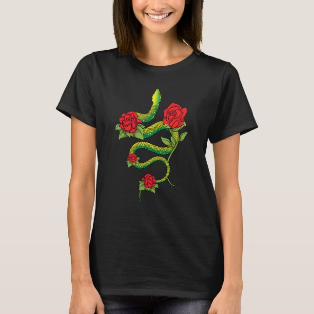 Camiseta Floral Reptile Keeper Animal   Roses Snake   Snake (Frente)