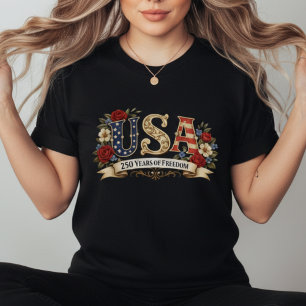 Camiseta Floral Retro Americano Aniversário
