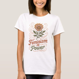 Camiseta Floral Retro de Empoderamento Feminismo É