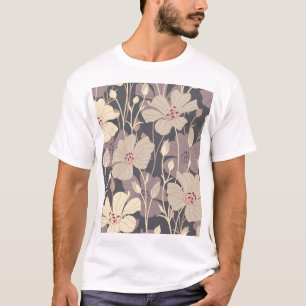 Camiseta Floral Retro Escuro: Padrão Invisível
