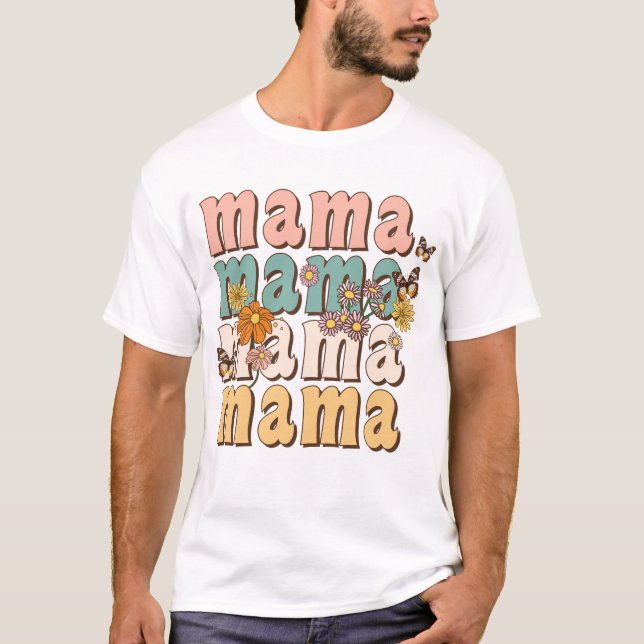 Camiseta Floral Retro Mama (Frente)