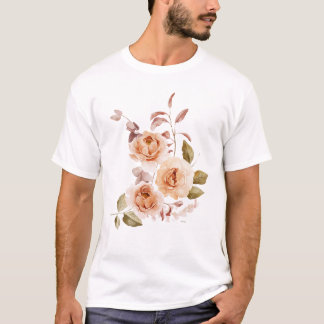 Camiseta Floral Rosa Aquarela | Botânica Elegante