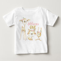 Camiseta Floral Rosa Primeiro Aniversário T