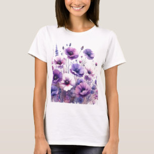 Camiseta Floral Roxa Blooming Hibiscus