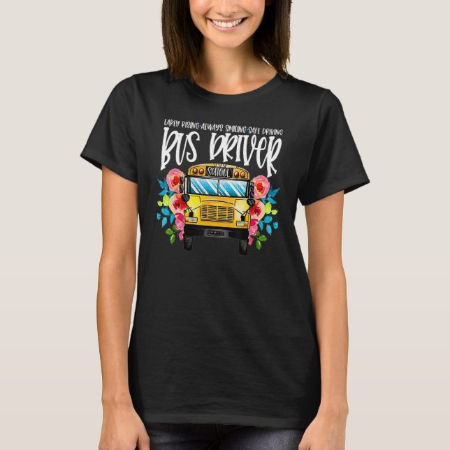 Camiseta Floral School Bus Driver Early Rising Back To Scho (Frente)