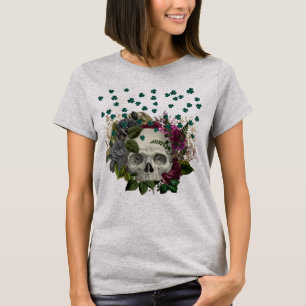Camiseta Floral Shamrock Skull