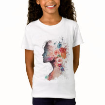 Camiseta Floral Silhueta mulher