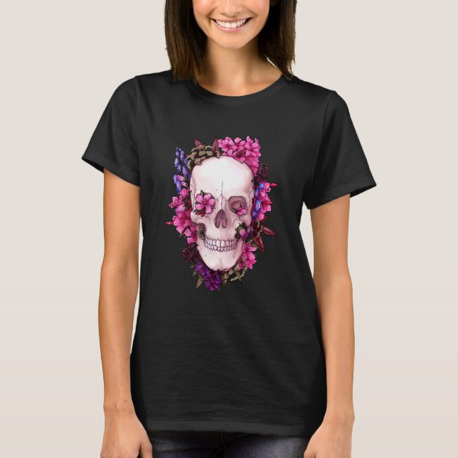 Camiseta Floral Skull Fun Dead Sugar Skull (Frente)