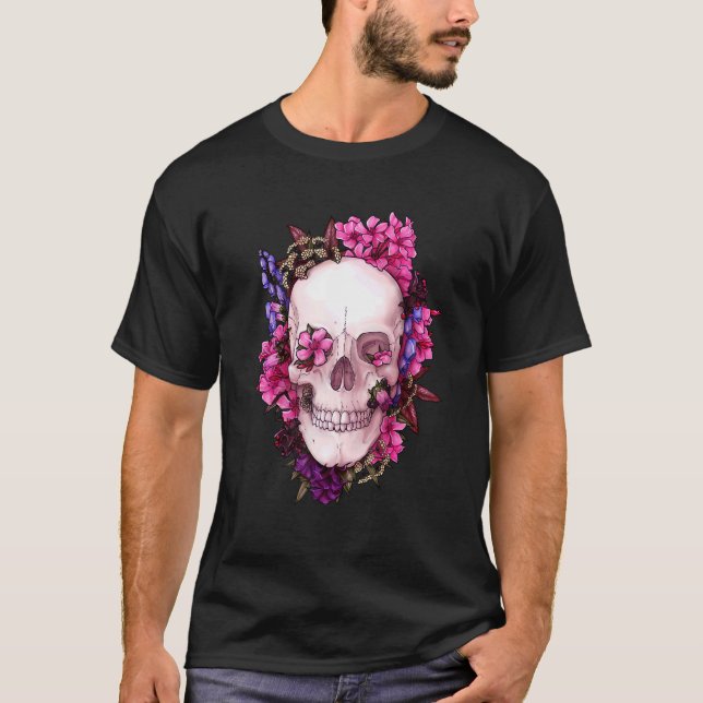 Camiseta Floral Skull Fun Dead Sugar Skull (Frente)