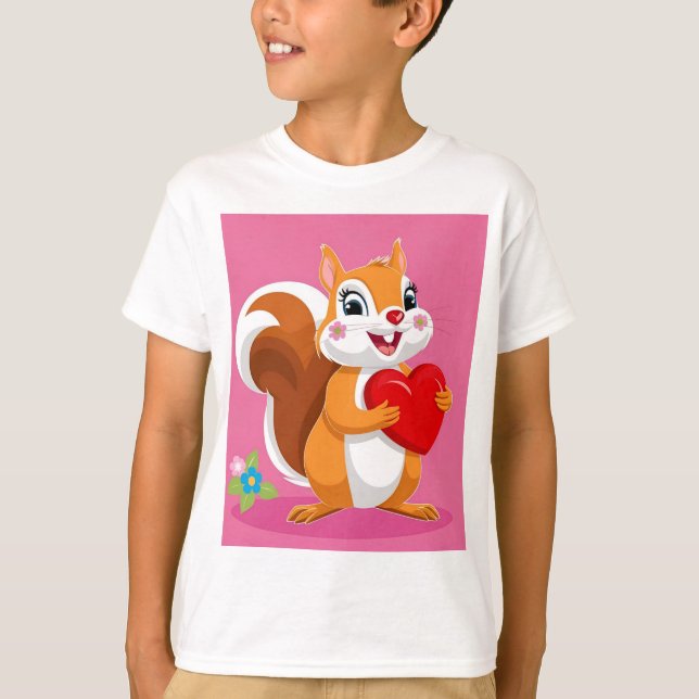 Camiseta Floral Squirrel Love: Dia de as mães (Frente)