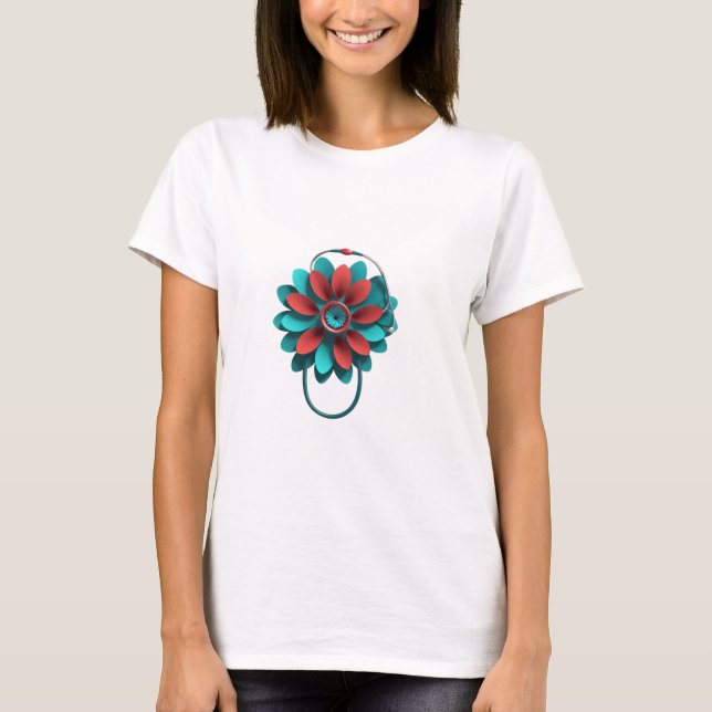 Camiseta Floral Stethoscope Design – Unique Medical & Healt (Frente)