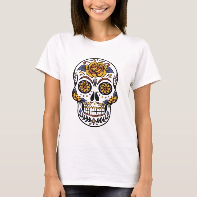 Camiseta "Floral Sugar Skull - Día de los Muertos Art (Frente)