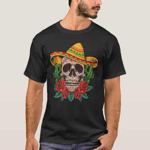 Camiseta Floral Sugar Skull Dia De Muertos Mulheres