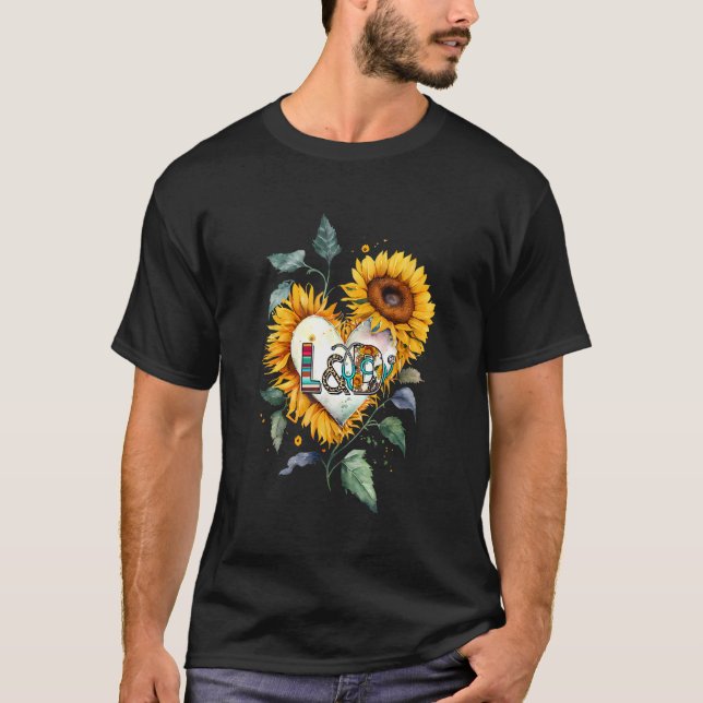 Camiseta Floral Sunflower Heart L&D Labor and Delivery Nurs (Frente)