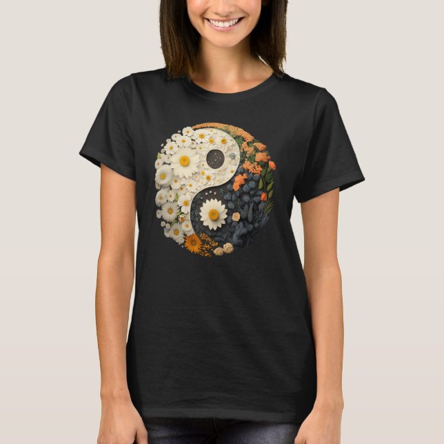 Camiseta Floral Taoism Yin Yang Symbol on Flower Taijitu Yi (Frente)