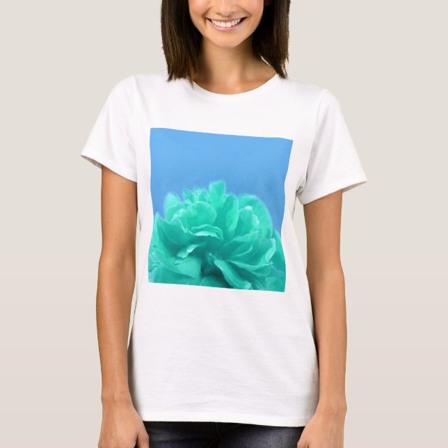Camiseta Floral Verde Azul Colorida (Frente)