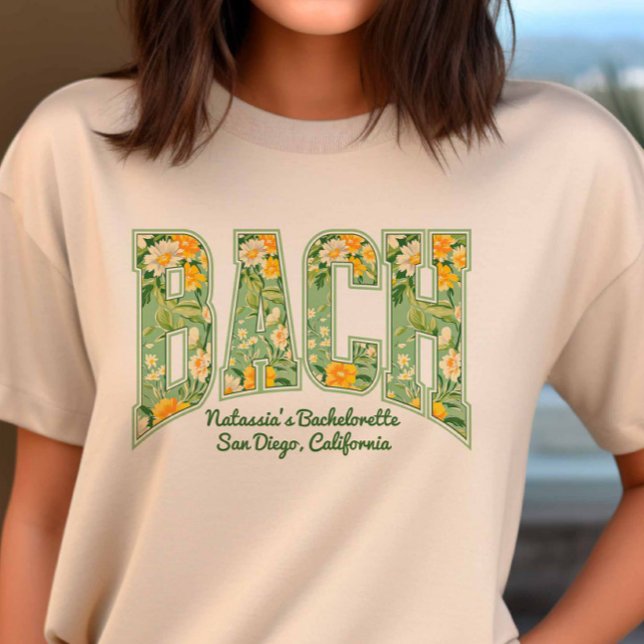 Camiseta Floral Verde BACH Retro Varsity para Dama (Criador carregado)