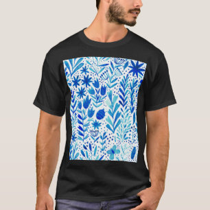 Camiseta Floral Watercolor Plantas Textura Sem Costura