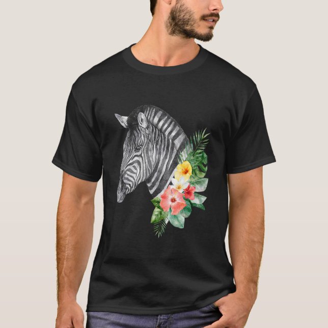 Camiseta Floral Wild Zebra Head Animal Spirit (Frente)