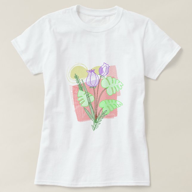 Camiseta Floral Wildflower Nature Lover Simple Red Dotted (Frente do Design)
