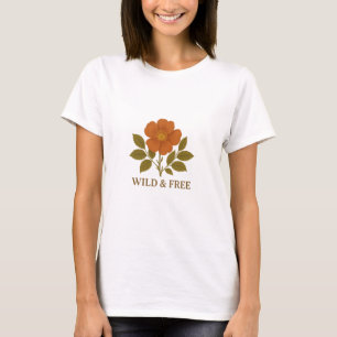 Camiseta Floral Wildrose Selvagem & Livre para Mul