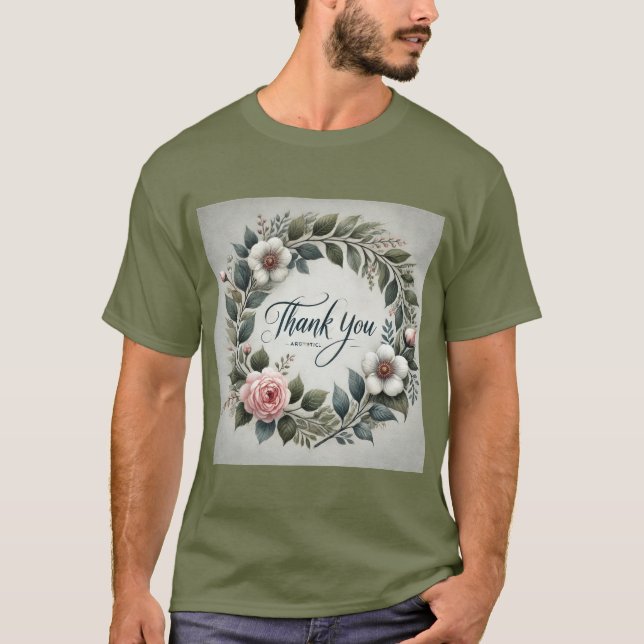 Camiseta Floral Wreath Obrigado Mens (Frente)