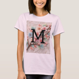 Camiseta Florença de colar floral cor-de-rosa monograma