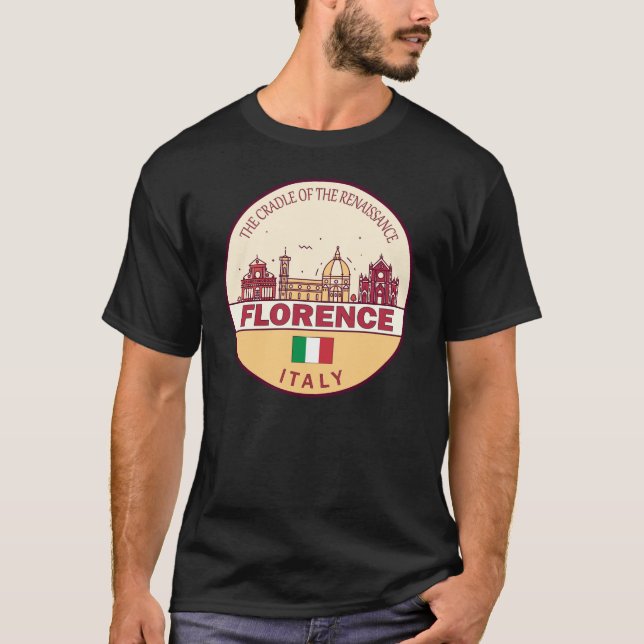 Camiseta Florence Itália City Skyline Emblem (Frente)