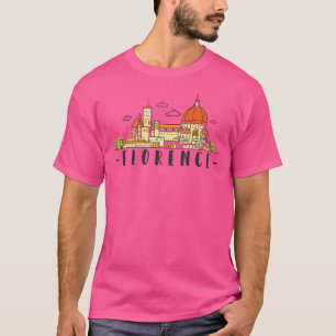 Camiseta Florence Itália Skyline Drawn