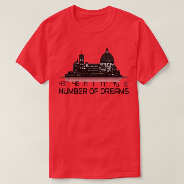 Camiseta Florence Skyline GPS Coordena a Cidade do Sonho (Frente do Design)