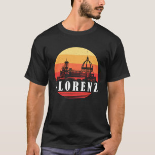 Camiseta Florence Skyline Sunset em Retro Vintage Style Pul