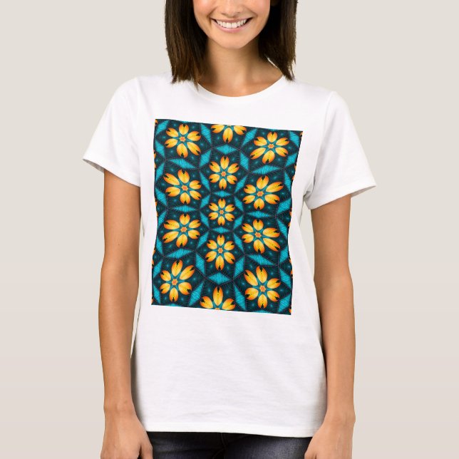 Camiseta Flores Abstrato amarelas (Frente)