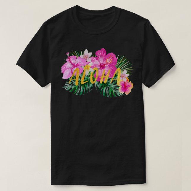 Camiseta Flores Aloha Hibiscus  (Frente do Design)