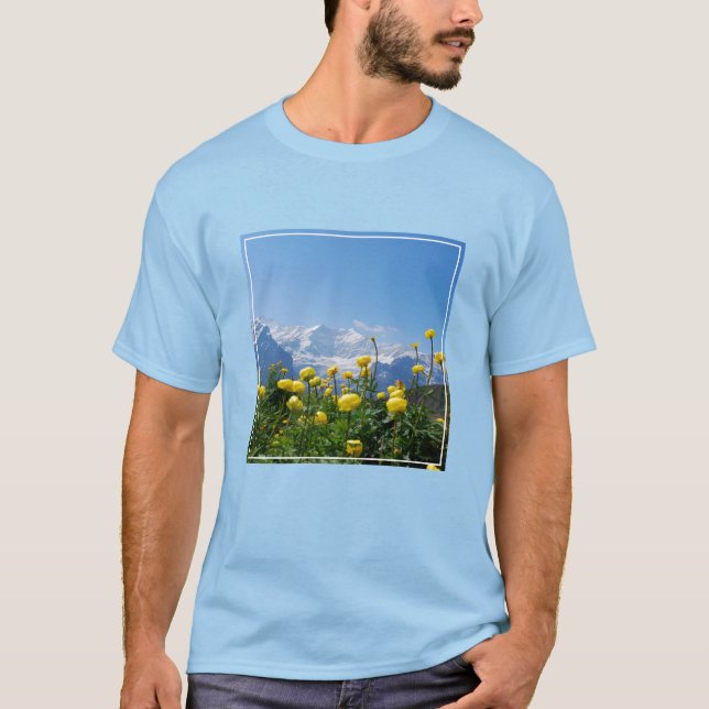 Camiseta Flores | Alpes suíços Eiger Monch (Frente)