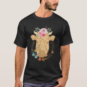 Camiseta Flores Amante de Vaca Agricultura Fazendeiro Anima