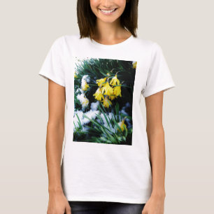 Camiseta Flores amarelas Daffodils na neve