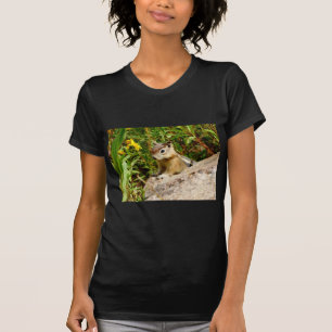 Camiseta Flores amarelas e pequeno Chipmunk fofo