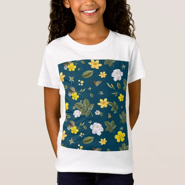 Camiseta Flores Amarelas e Rosas Brancas (Frente)