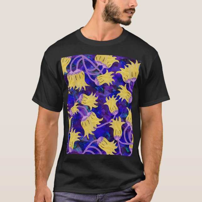 Camiseta Flores amarelas: trabalho de arte de aquarela de f (Frente)