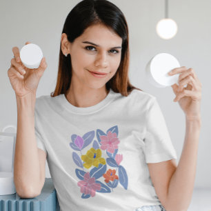 Camiseta Flores aquarelas azuis elegantes quicas femininas