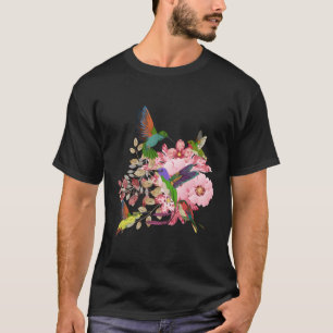 Camiseta Flores Aves de Cama Floral Hummingbird